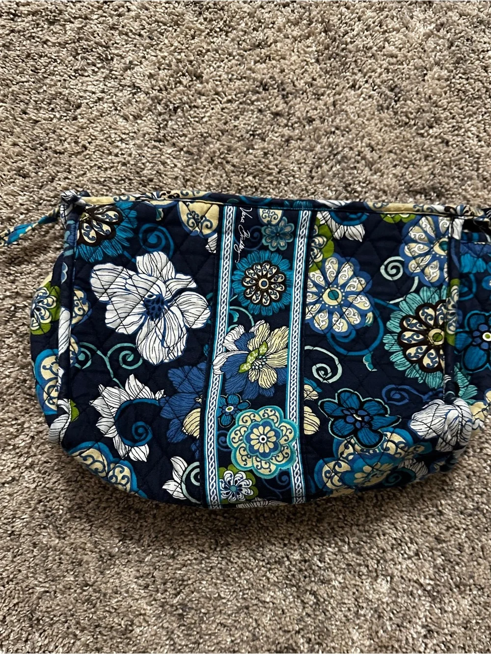 Vera Bradley Navy Teal Floral Quilted Cosmetic Bag